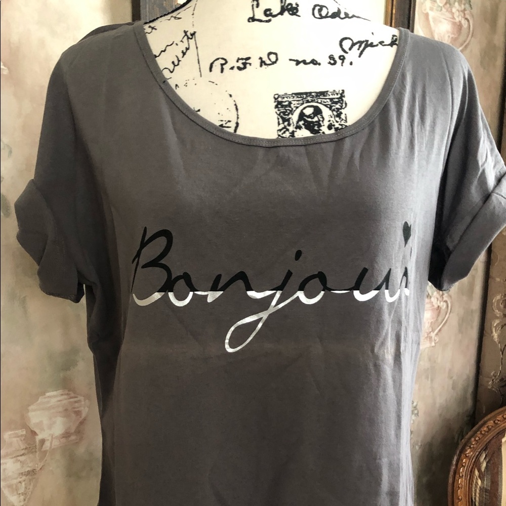 1 MED LEFT ‼️NWT SLOUCHY WASHED OUT BONJOUR TEE - Picture 5 of 6